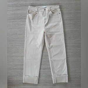 Loft The Straight leg cuffed hem cream color jeans denim pants women’s size 4